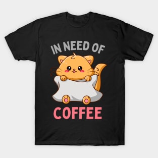 In need of coffee lover coffee addict Funny tired exhausted kitty T-Shirt